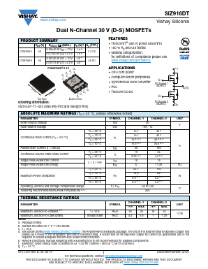 SIZ916DT-T1-GE3 Datasheet PDF Vishay Semiconductors