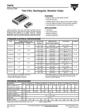 TNPW12069533BR75 Datasheet PDF Vishay Semiconductors