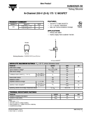 SUM45N25-58 Datasheet PDF Vishay Semiconductors