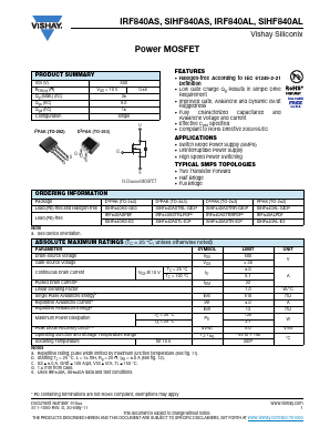 IRF840ASPBF Datasheet PDF Vishay Semiconductors