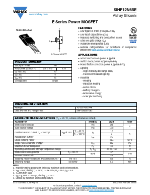 SIHF12N65E Datasheet PDF Vishay Semiconductors