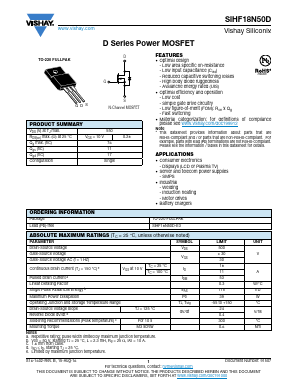 SIHF18N50D-E3 Datasheet PDF Vishay Semiconductors