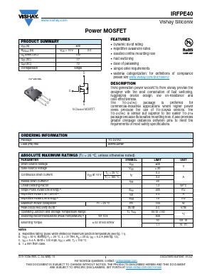 IRFPE40 Datasheet PDF Vishay Semiconductors