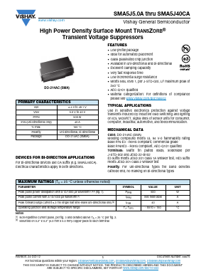 SMA5J33CA-E3/61 Datasheet PDF Vishay Semiconductors