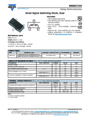 MMBD7000-HE3-18 Datasheet PDF Vishay Semiconductors