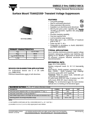 SMBG160A-E3/5B Datasheet PDF Vishay Semiconductors