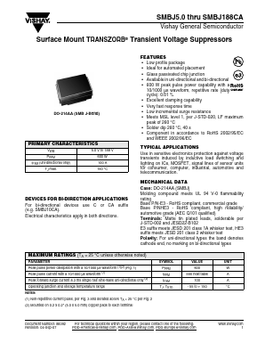 SMBJ11A Datasheet PDF Vishay Semiconductors