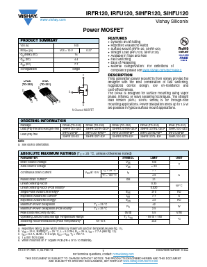 SIHFU120 Datasheet PDF Vishay Semiconductors