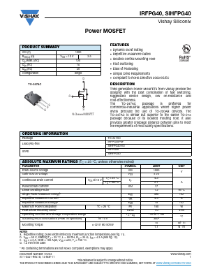 IRFPG40 Datasheet PDF Vishay Semiconductors