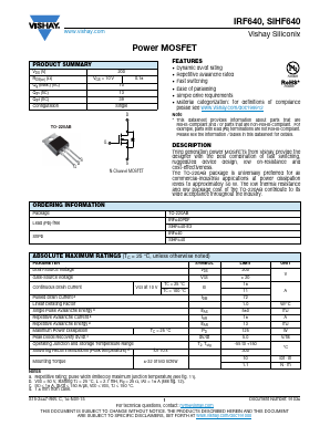 IRF640PBF Datasheet PDF Vishay Semiconductors