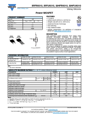 IRFU9310 Datasheet PDF Vishay Semiconductors