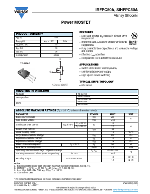 SIHFPC50A Datasheet PDF Vishay Semiconductors
