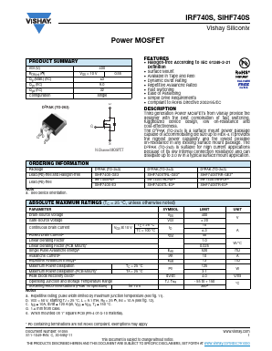 SIHF740STL-E3A Datasheet PDF Vishay Semiconductors