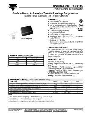 TPSMB6.8AHE3/52T Datasheet PDF Vishay Semiconductors