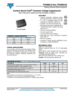 TPSMB6.8HE3/5BT Datasheet PDF Vishay Semiconductors