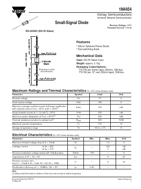 1N4454 Datasheet PDF Vishay Semiconductors