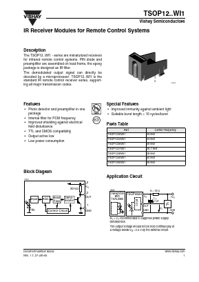 TSOP1233WI1 Datasheet PDF Vishay Semiconductors