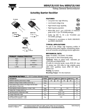 MBR1060 Datasheet PDF Vishay Semiconductors