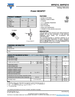 IRF9Z10 Datasheet PDF Vishay Semiconductors