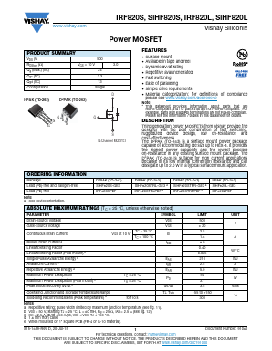 IRF820L Datasheet PDF Vishay Semiconductors