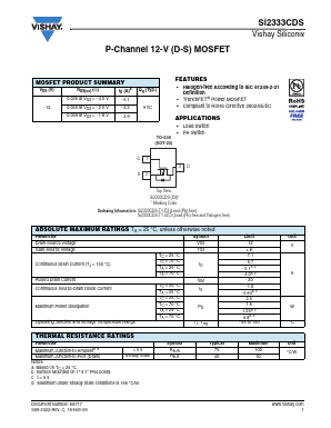 SI2333CDS-T1-GE3 Datasheet PDF Vishay Semiconductors