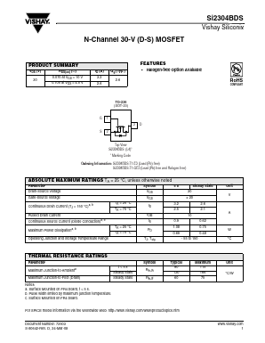 SI2304BDS Datasheet PDF Vishay Semiconductors