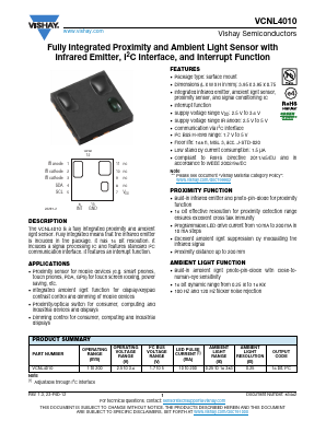 VCNL4010-GS08 Datasheet PDF Vishay Semiconductors