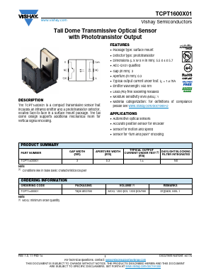 TCPT1600X01 Datasheet PDF Vishay Semiconductors