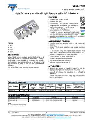 VEML7700 Datasheet PDF Vishay Semiconductors