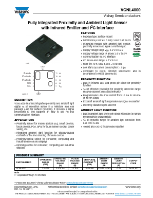 VCNL4000DEMOKIT Datasheet PDF Vishay Semiconductors