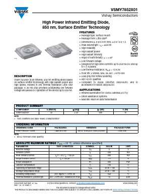 VSMY7852X01-GS08 Datasheet PDF Vishay Semiconductors