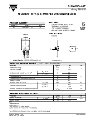 SUM60N04-06T Datasheet PDF Vishay Semiconductors