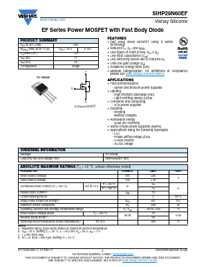 SIHP28N60EF-GE3 Datasheet PDF Vishay Semiconductors