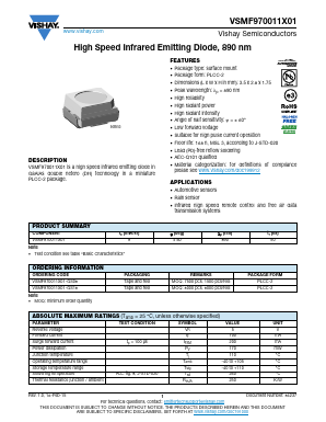VSMF970011X01-GS18 Datasheet PDF Vishay Semiconductors