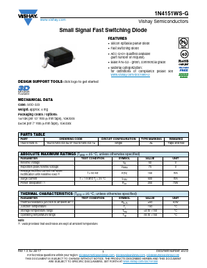 1N4151WS-G3-18 Datasheet PDF Vishay Semiconductors