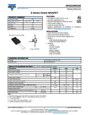 SIHA22N60AE Datasheet PDF Vishay Semiconductors