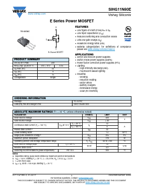 SIHG11N80E Datasheet PDF Vishay Semiconductors