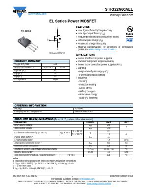 SIHG22N60AEL Datasheet PDF Vishay Semiconductors