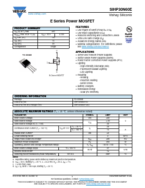 SIHP30N60E Datasheet PDF Vishay Semiconductors