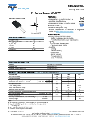 SIHA22N60EL-E3 Datasheet PDF Vishay Semiconductors