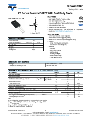 SIHA22N60EF Datasheet PDF Vishay Semiconductors