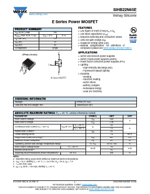 SIHB22N65E Datasheet PDF Vishay Semiconductors