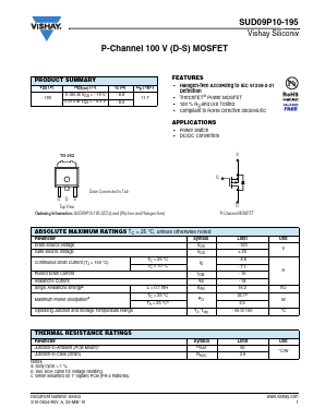 SUD09P10-195 Datasheet PDF Vishay Semiconductors