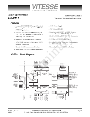 VSC9111 Datasheet PDF Vitesse Semiconductor