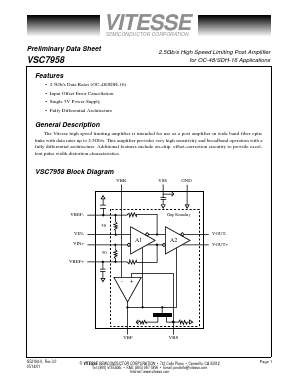 VSC7958X Datasheet PDF Vitesse Semiconductor