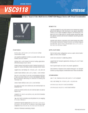 VSC9118 Datasheet PDF Vitesse Semiconductor