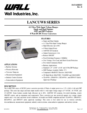 LANCUW8 Datasheet PDF Wall Industries,Inc.