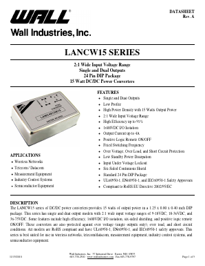LANC1233W15 Datasheet PDF Wall Industries,Inc.