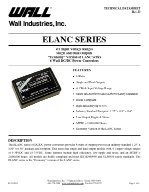 ELANC1205DUW6 Datasheet PDF Wall Industries,Inc.