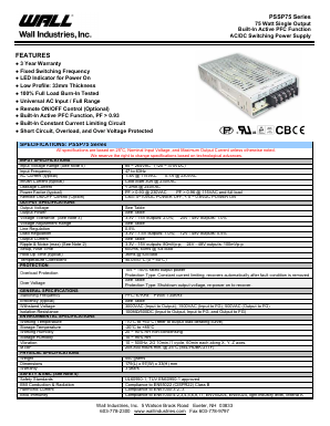 PSSP75 Datasheet PDF Wall Industries,Inc.